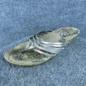 Cushe Atala Women Flip Flop Sandal Shoes Size‎ 6 Medium Silver Leather